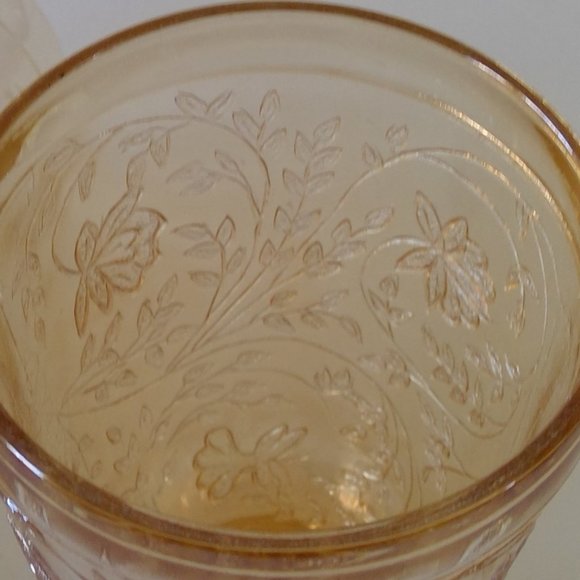 S/2 Vintage Jeannette Floragold Louisa Iridescent Water Glasses Juice Tumblers - Picture 6 of 7